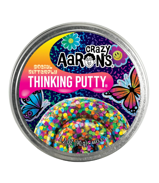 x-thinking putty tin - social butterfly - 4" full size by crazy aaron's puttyworld