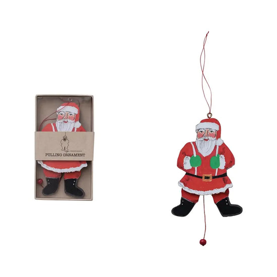 ornament - pulling santa by creative co-op