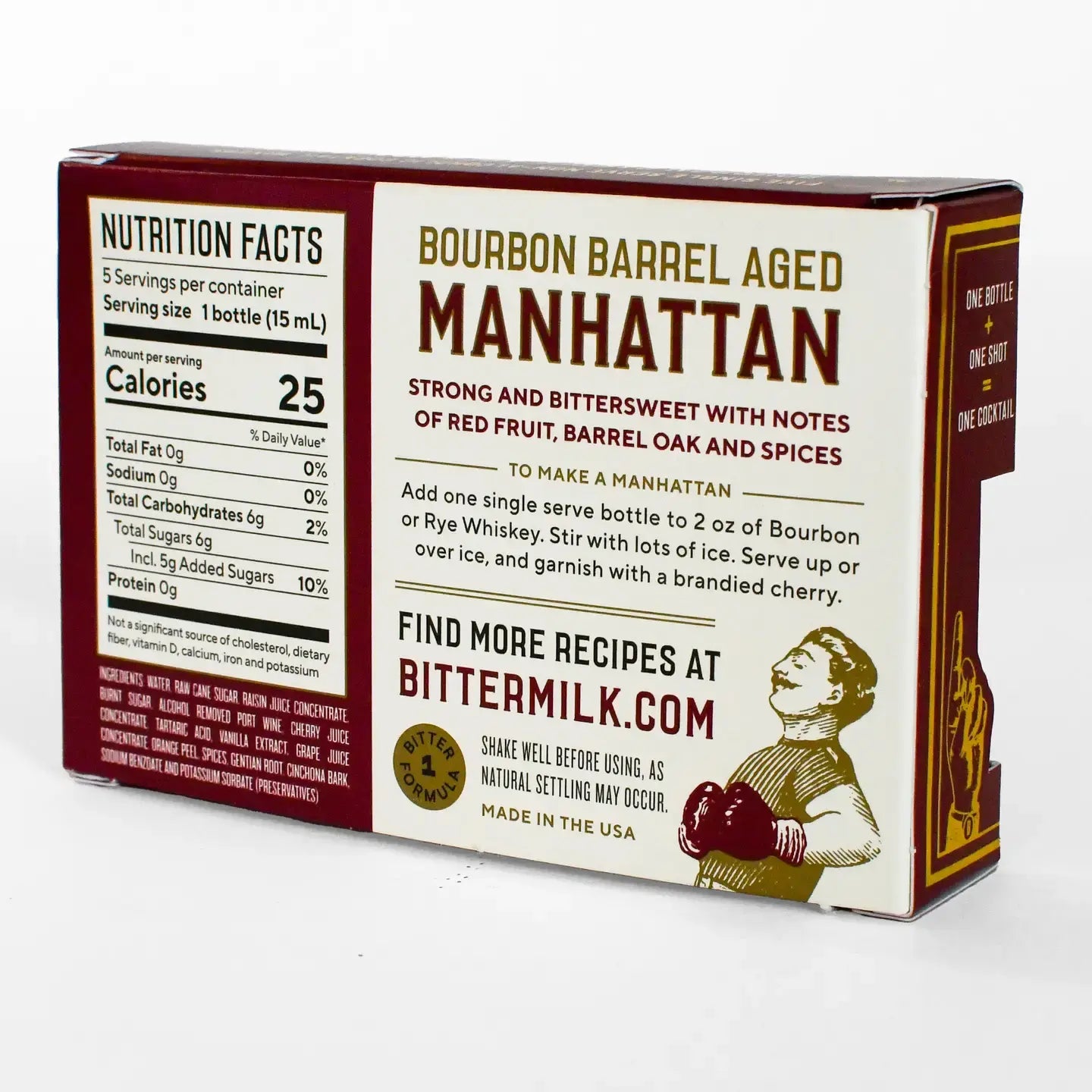 cocktail mixer - bourbon barrel aged manhattan - 5 pack - single serve by bittermilk