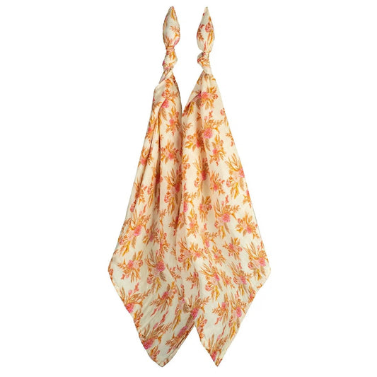 burp cloths - organic cotton - two-piece - floral vintage by milkbarn