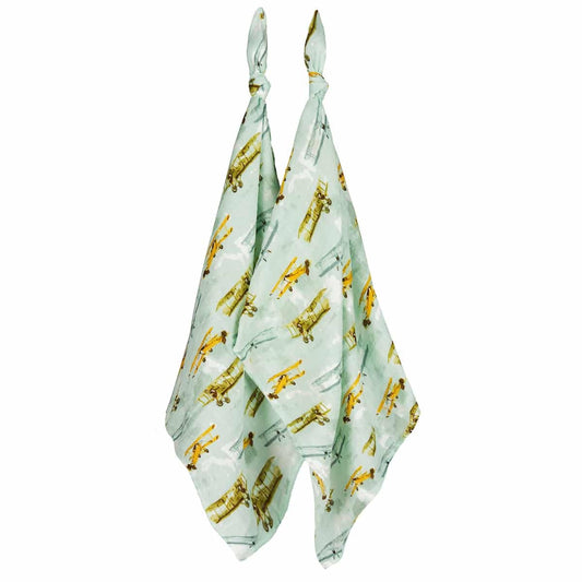 burp cloths - organic cotton - two-piece - planes vintage by milkbarn
