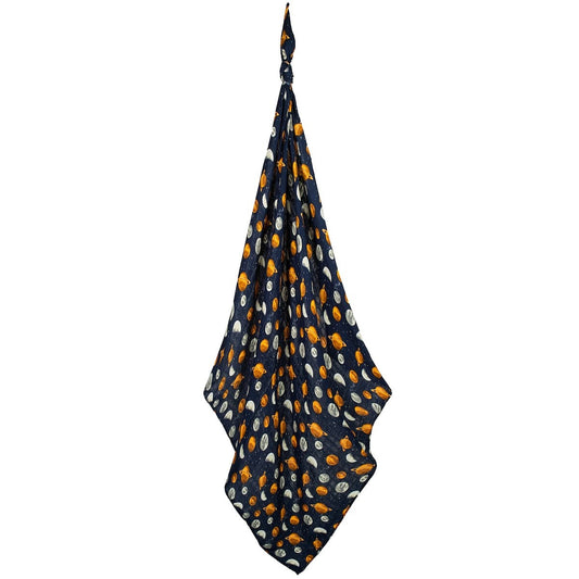 blanket - swaddle - bamboo muslin - planets by milkbarn