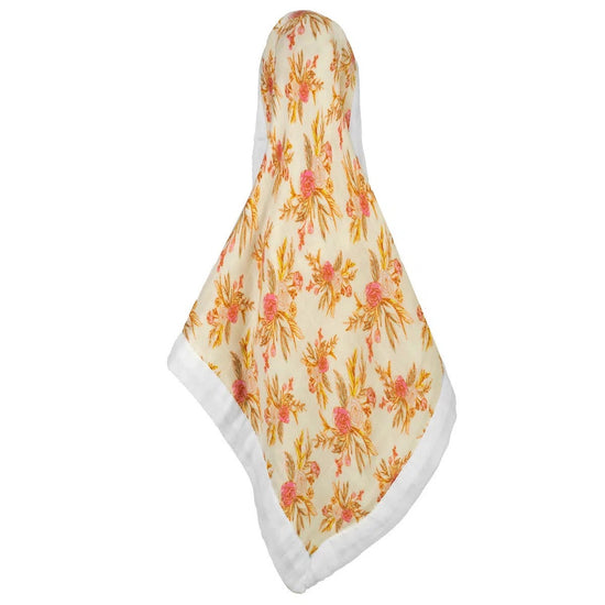blanket - mini lovey - bamboo muslin - floral vintage by milkbarn