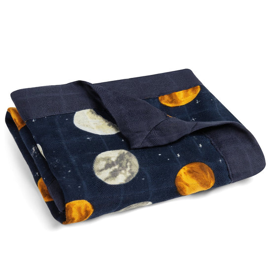 blanket - mini lovey - bamboo muslin - planets by milkbarn
