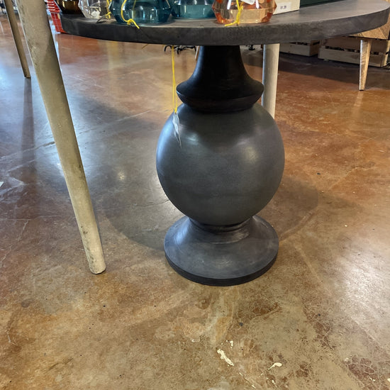table - black round mango wood + metal base by creative co-op