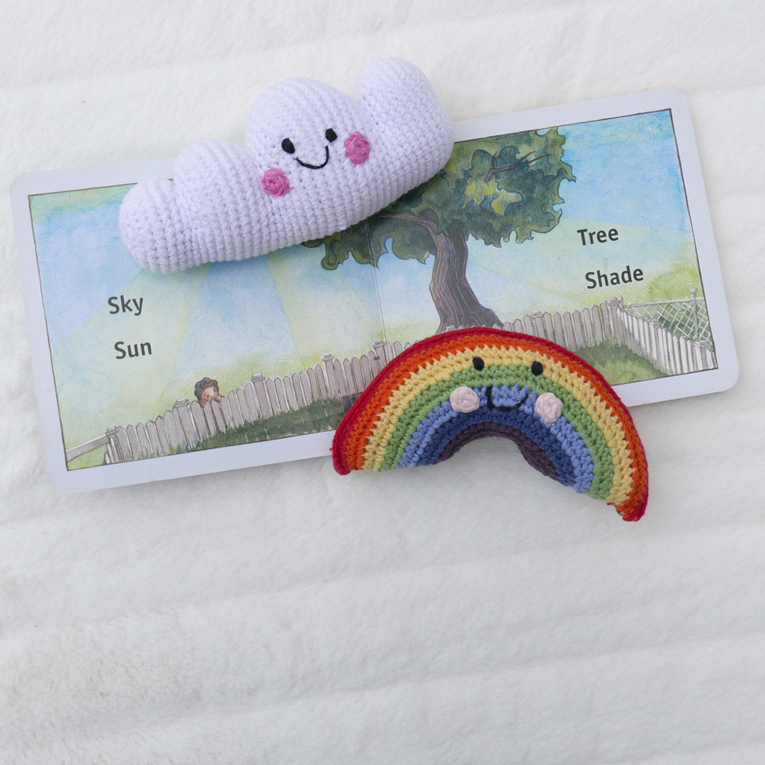 crochet rattle - rainbow by pebble
