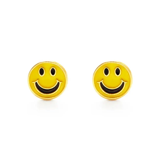 earrings - stud - 70's smiley face - 14kgp by amano studio