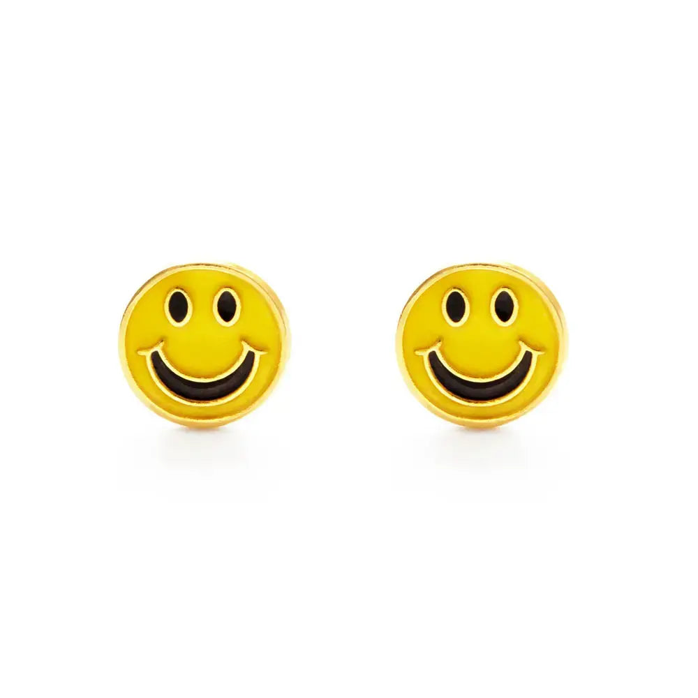 earrings - stud - 70's smiley face - 14kgp by amano studio