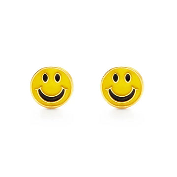 earrings - stud - 70's smiley face - 14kgp by amano studio
