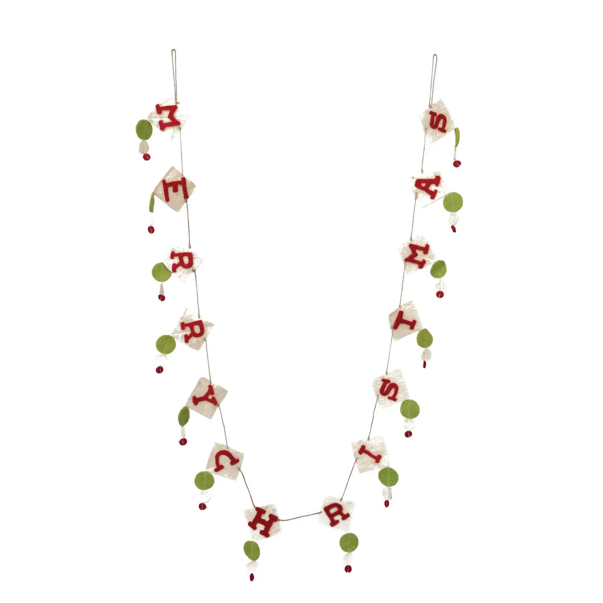 garland - merry christmas - red + white + green diamonds by creative co-op