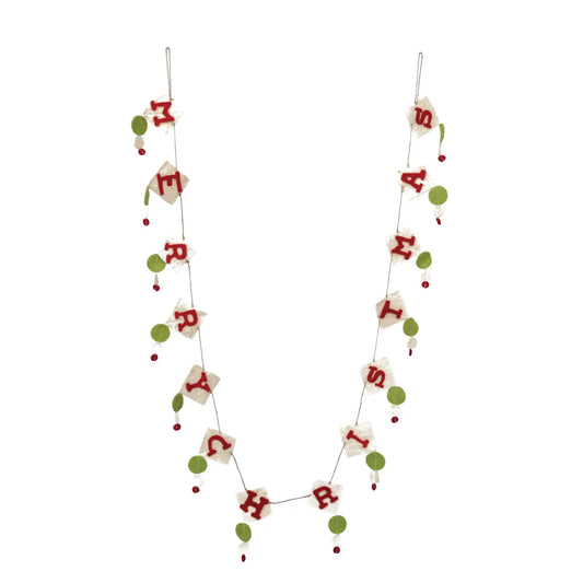 garland - merry christmas - red + white + green diamonds by creative co-op