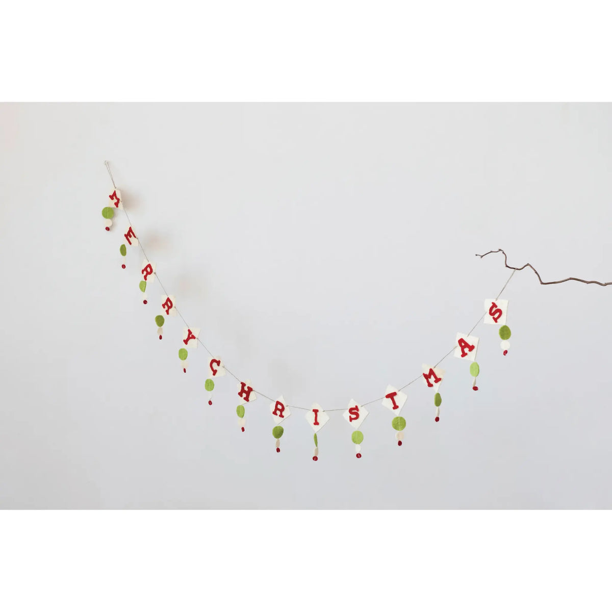 garland - merry christmas - red + white + green diamonds by creative co-op