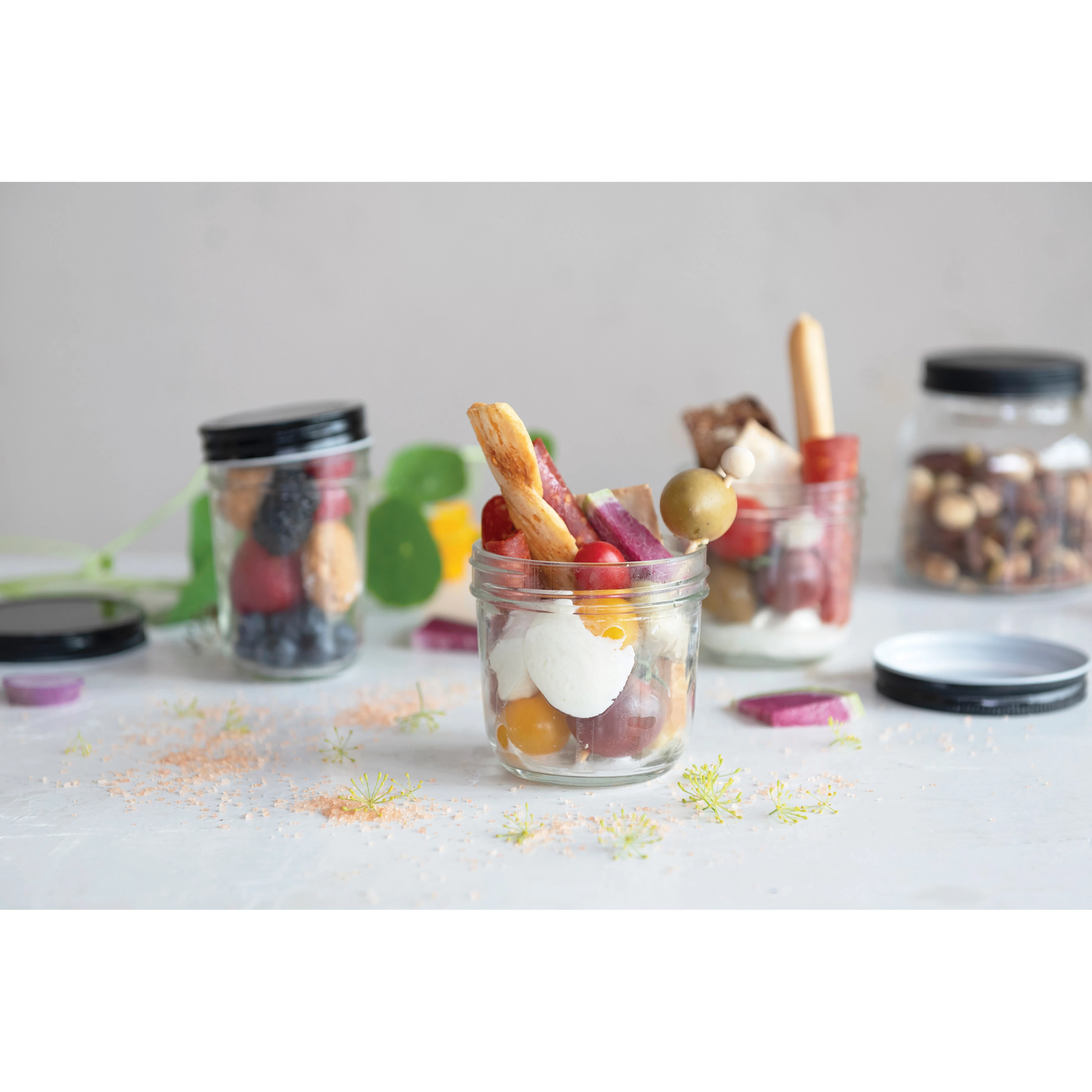 glass jar - black lid - 8oz by creative co-op
