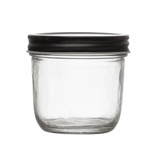 glass jar - black lid - 8oz by creative co-op