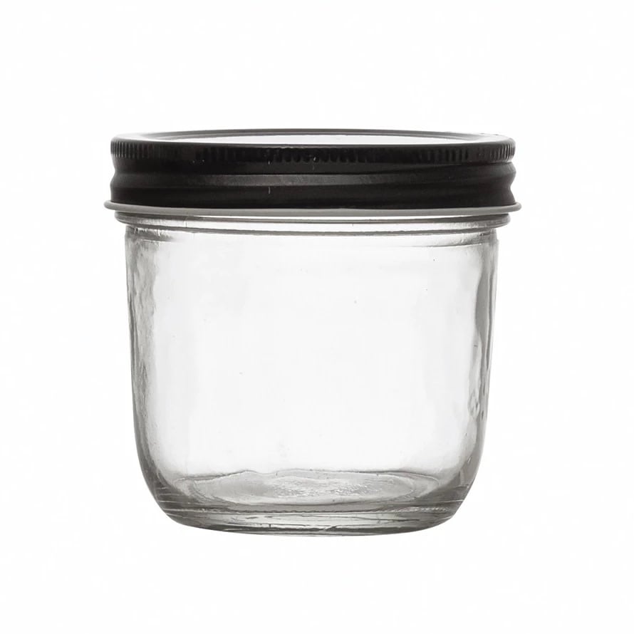 glass jar - black lid - 8oz by creative co-op