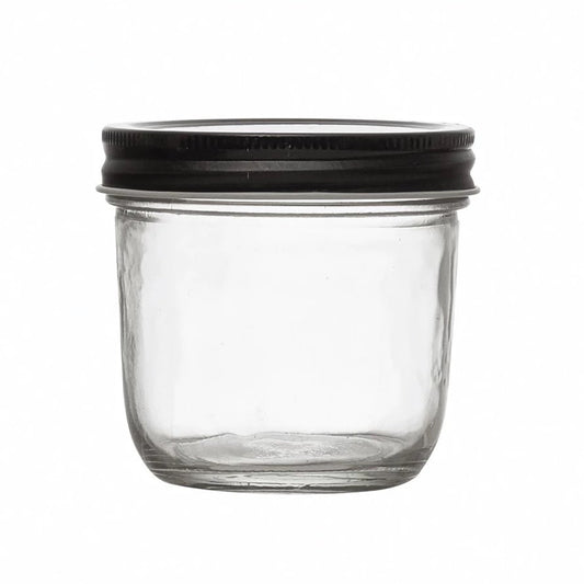 glass jar - black lid - 8oz by creative co-op