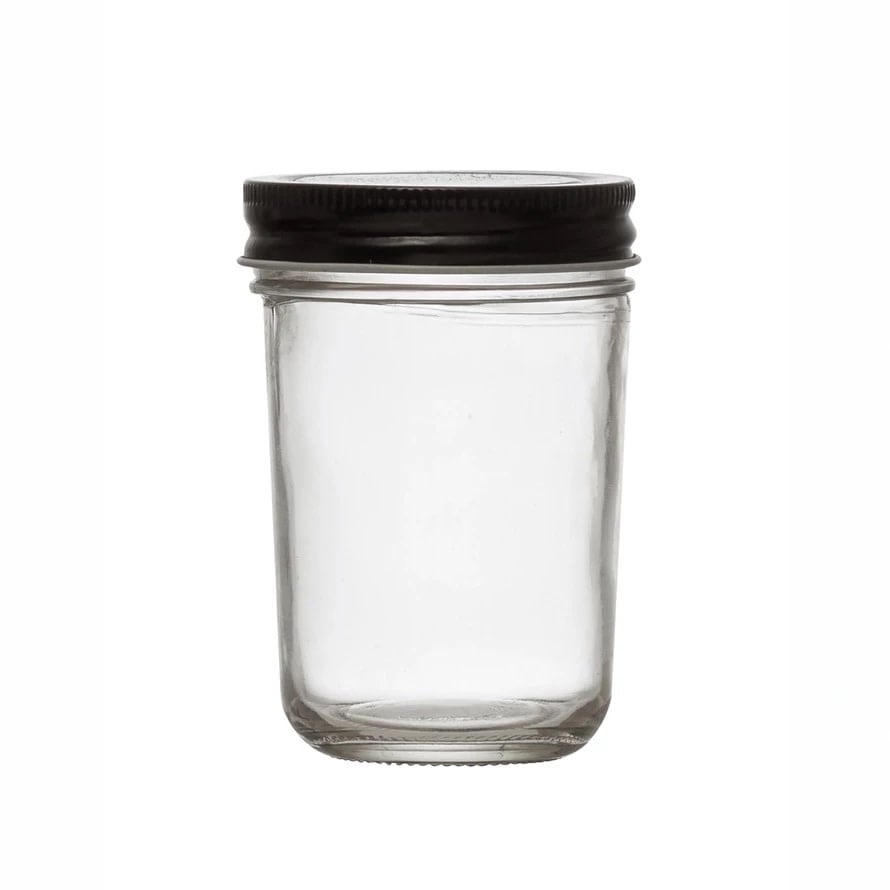glass jar - black lid - 8oz by creative co-op