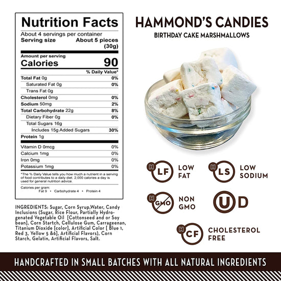 candy - marshmallows - birthday cake by hammond's