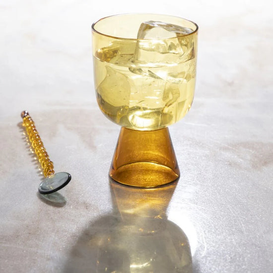 glass tumbler - niko short - amber + yellow by be home