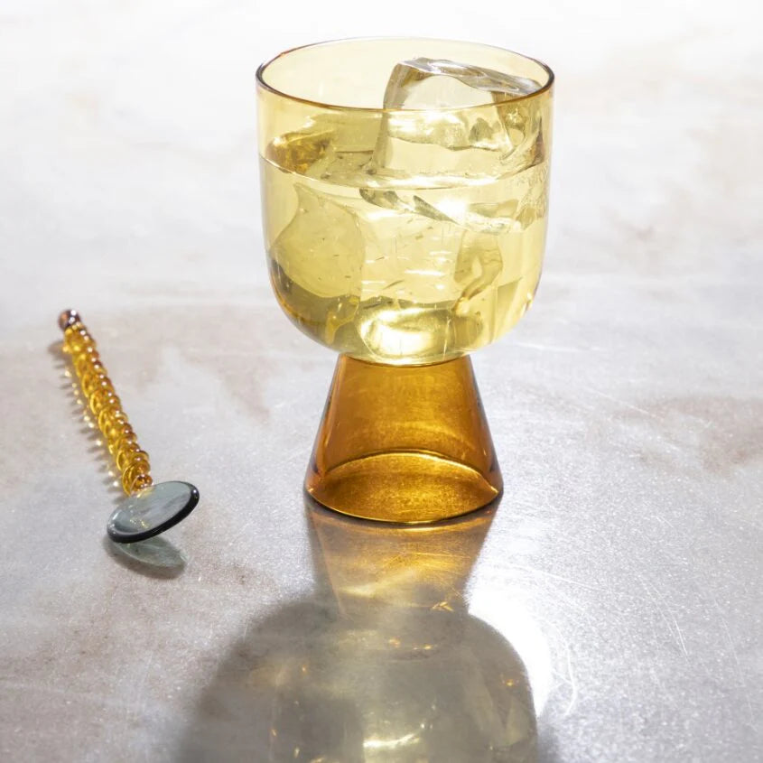 glass tumbler - niko short - amber + yellow by be home