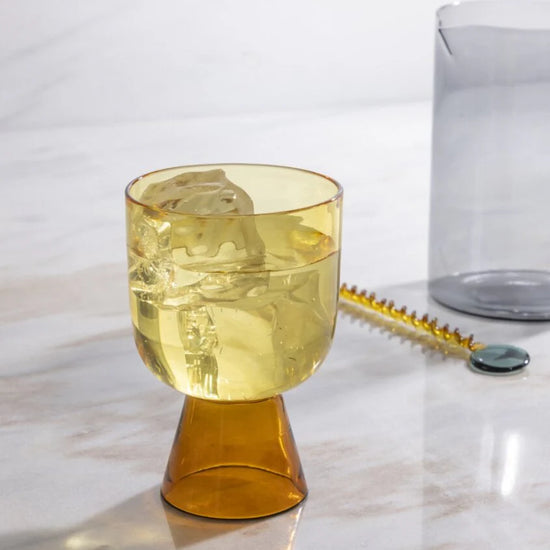 glass tumbler - niko short - amber + yellow by be home