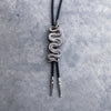 Bolo Tie | Rattlesnake | White Bronze + Black Leather Cord