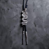 Bolo Tie | Rattlesnake | White Bronze + Black Leather Cord