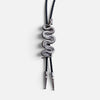 Bolo Tie | Rattlesnake | White Bronze + Black Leather Cord