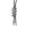 Bolo Tie | Rattlesnake | White Bronze + Black Leather Cord