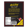 Back label of Holiday Fried Pecans tin showing nutrition facts and ingredient list