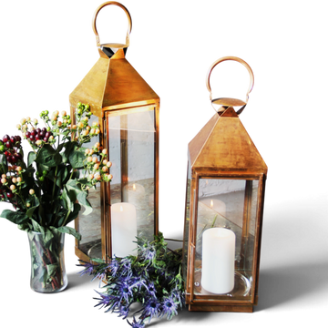 RENTAL | Copper Lantern (Real Candle Included)