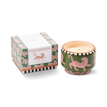 Candle | "A Dopo" Ceramic Tiger | Black Cedar & Fig | 24 oz