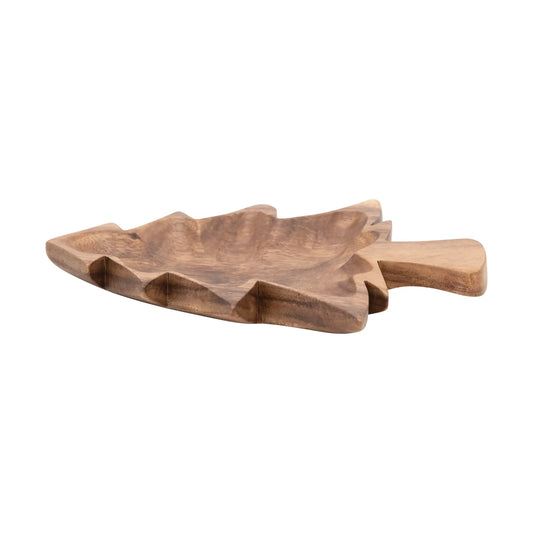 bowl - christmas tree shaped - acacia wood by creative co-op