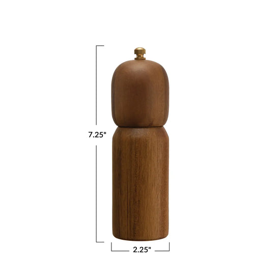 salt & pepper mill - acacia wood - mid-century by creative co-op