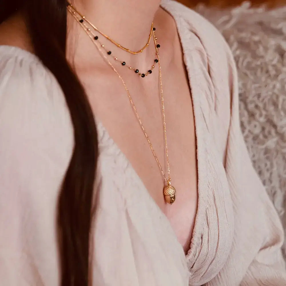 necklace - acorn charm - 20" chain - 14kgp by amano studio