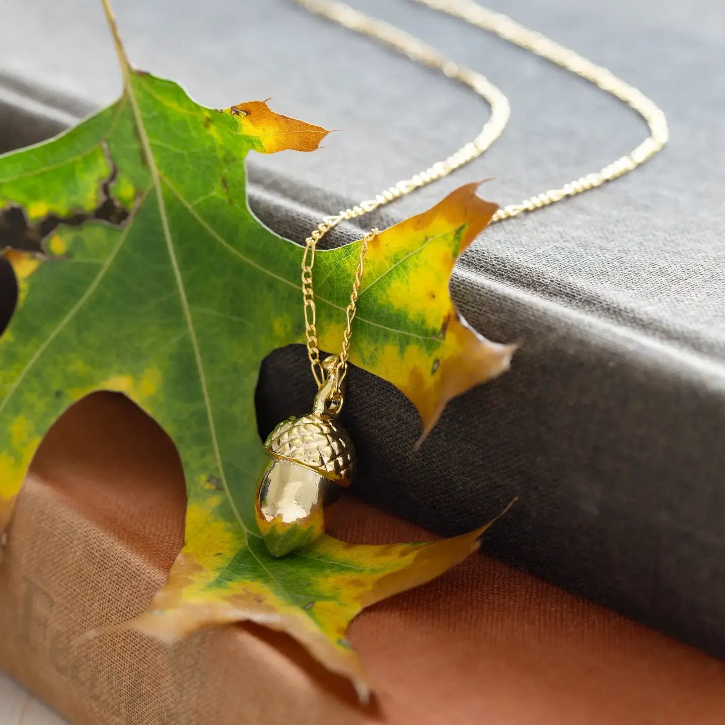 necklace - acorn charm - 20" chain - 14kgp by amano studio