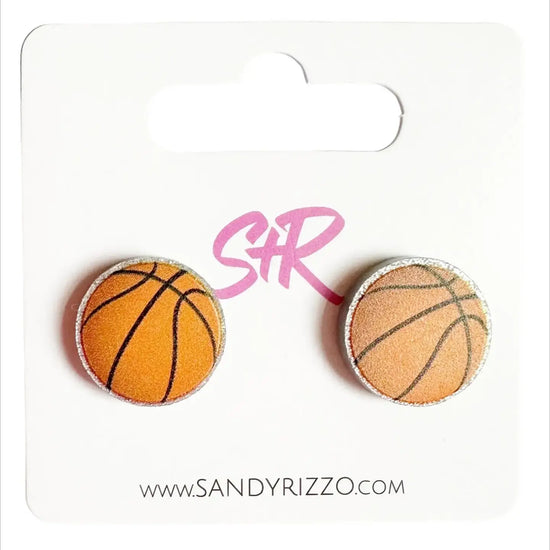 earrings - acrylic stud - basketball by sandy + rizzo