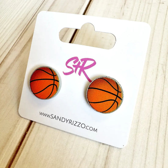 earrings - acrylic stud - basketball by sandy + rizzo