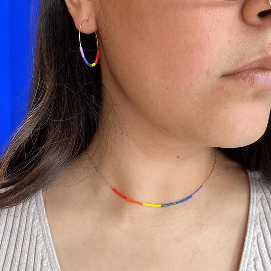 necklace - "septima" rainbow - 14k gold filled - japanese glass beads by son of a sailor