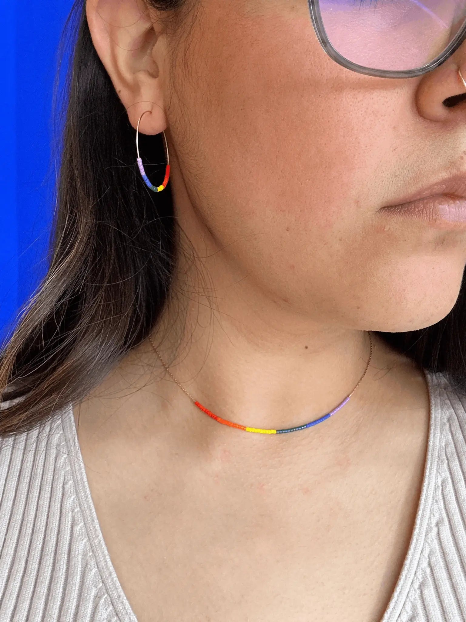 necklace - "septima" rainbow - 14k gold filled - japanese glass beads by son of a sailor