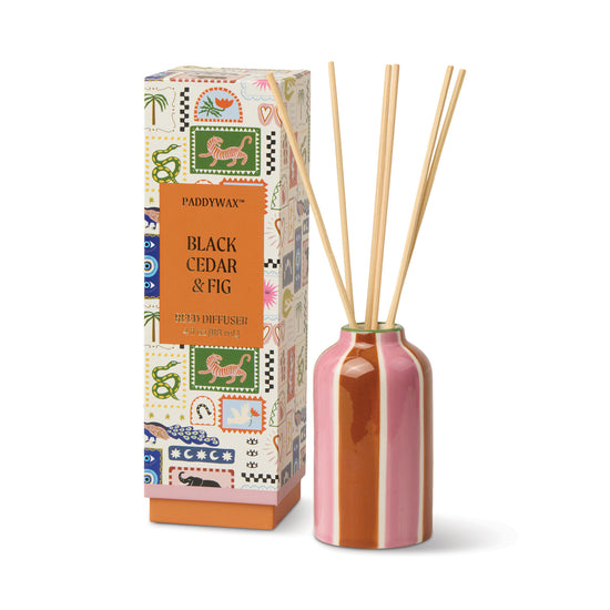 diffuser - black cedar & fig - a dopo orange + pink stripes by paddywax
