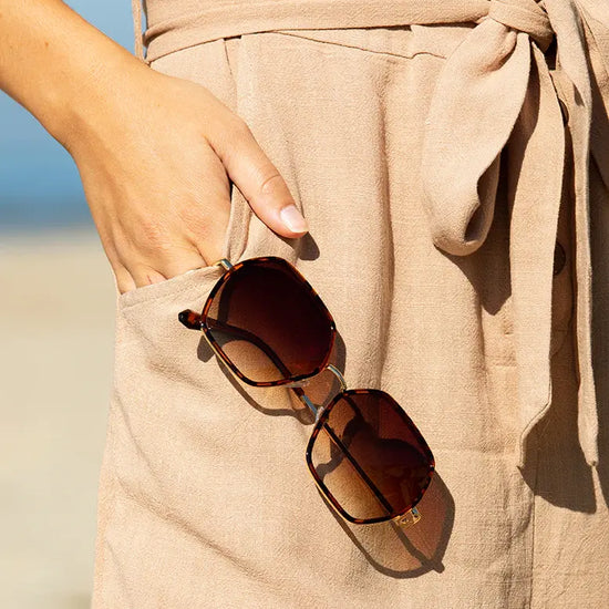 sunglasses - "addyson" - matte beige + gold/smoke polarized lens by blue planet eyewear