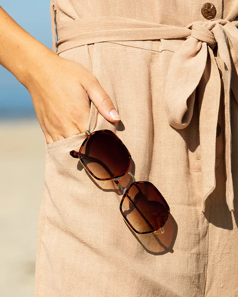 sunglasses - "addyson" - matte beige + gold/smoke polarized lens by blue planet eyewear
