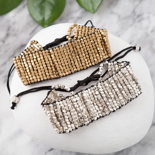 bracelet - beaded geo adjustable by baizaar