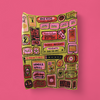 blanket - recycled cotton/acrylic - admit one tickets - chartreuse/pink/red by calhoun & co.