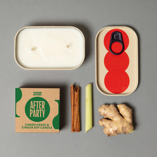 tinned goods - candle - lemongrass/ginger - after party by block design