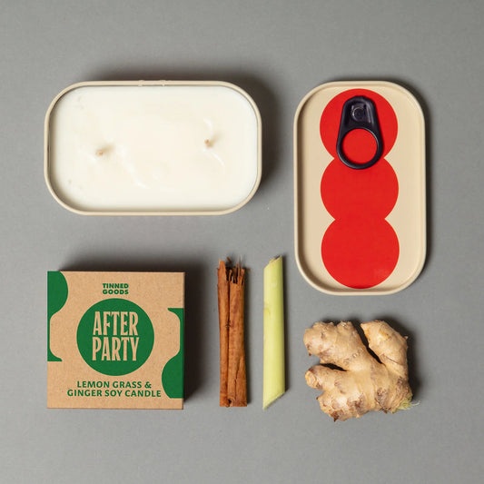 tinned goods - candle - lemongrass/ginger - after party by block design