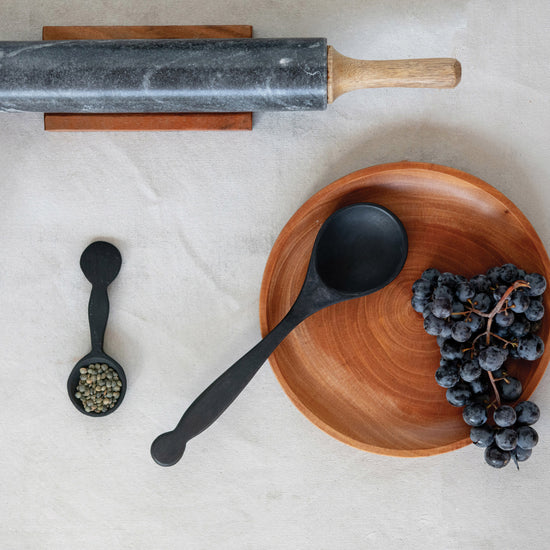 spoon - black acacia - circle end by bloomingville