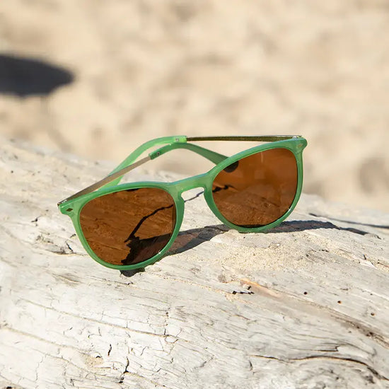 sunglasses - "aire" - sage green + gold/gradient grey polarized by blue planet eyewear