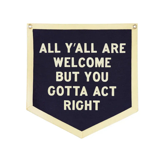 banner - camp flag - all y'all are welcome by oxford pennant